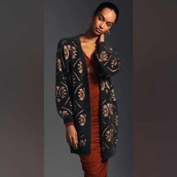 Maeve Sweaters - Maeve By ANTHROPOLOGIEC METALLIC GRAY CARDIGAN OSFM